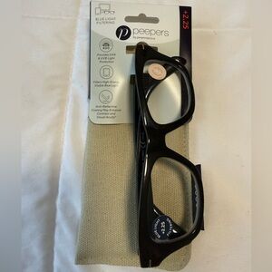 Peepers Black Blue Light filtering reading +2.25 Glasses . Black frame.